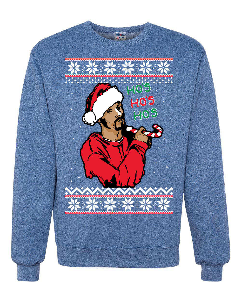 Funny Snoop Hos Hos Hos Christmas  Ugly Christmas Sweater Unisex Crewneck Graphic Sweatshirt