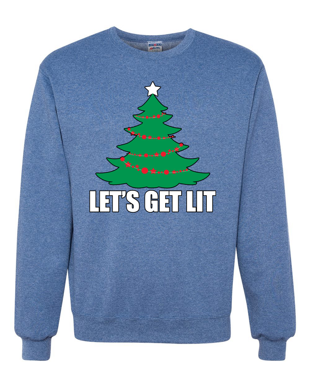 Lets Get Lit Xmas Tree Merry Christmas Unisex Crewneck Graphic Sweatshirt