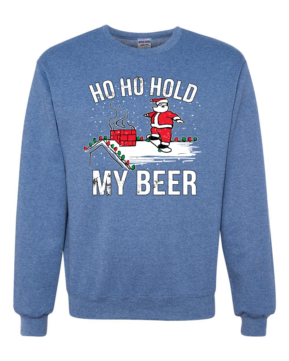 Ho Ho Hold my Beer Skateboarding Santa Merry Christmas Unisex Crewneck Graphic Sweatshirt