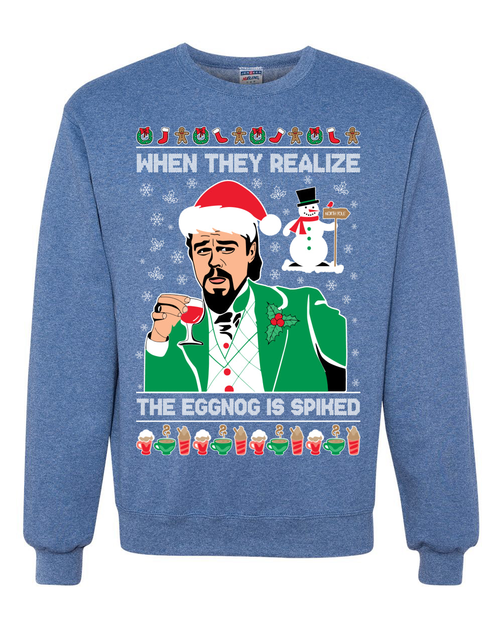 Leo Christmas Funny Meme The Eggnog  Ugly Christmas Sweater Unisex Crewneck Sweatshirt