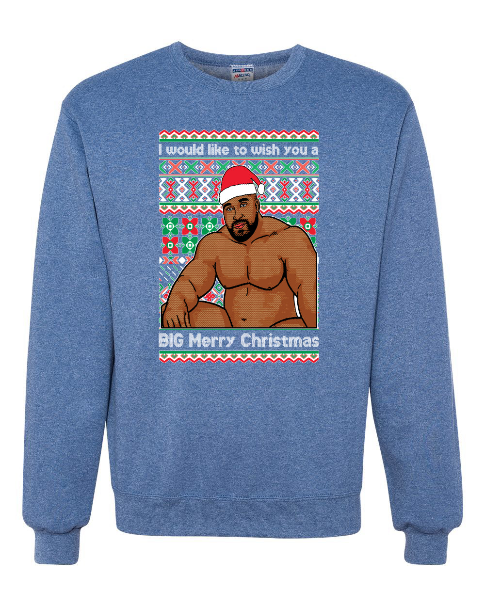 Wood Meme Wish You A Big Merry Christmas Merry Ugly Christmas Sweater Unisex Crewneck Graphic Sweatshirt