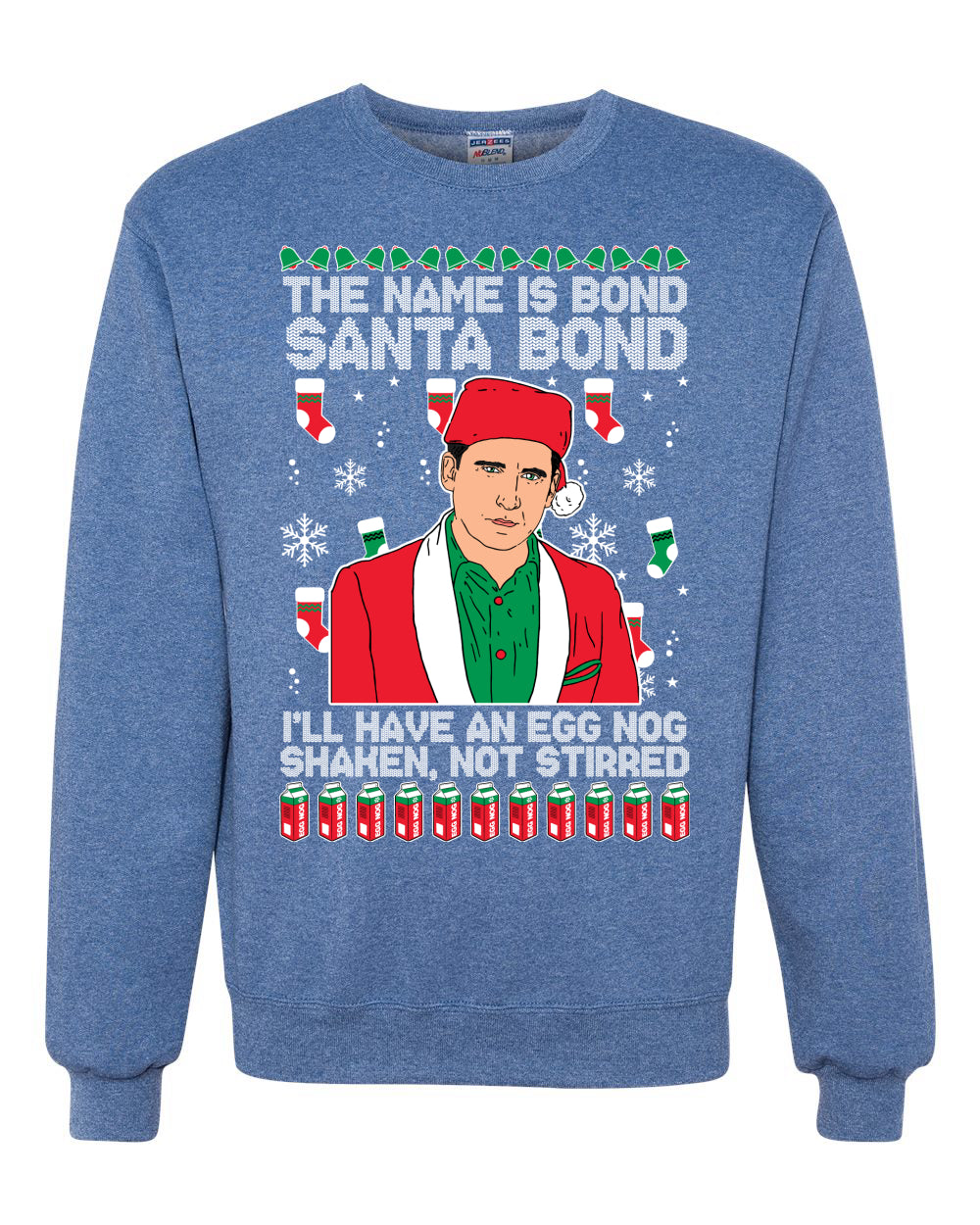 Michael Scott The Name is Bond Santa Bond Merry Ugly Christmas Sweater Unisex Crewneck Graphic Sweatshirt
