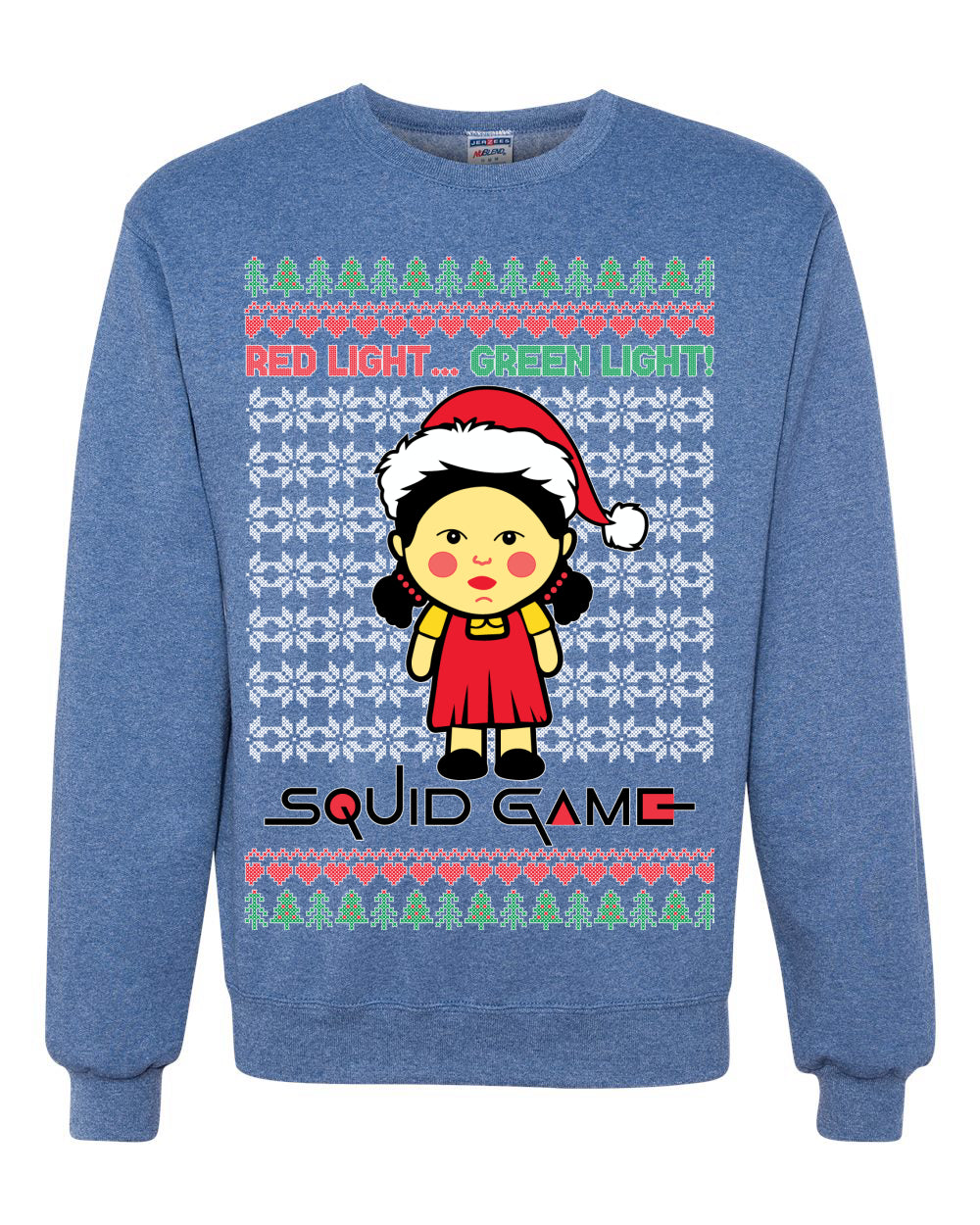 Red Light Green Light Ugly Christmas Sweater Unisex Crewneck Graphic Sweatshirt