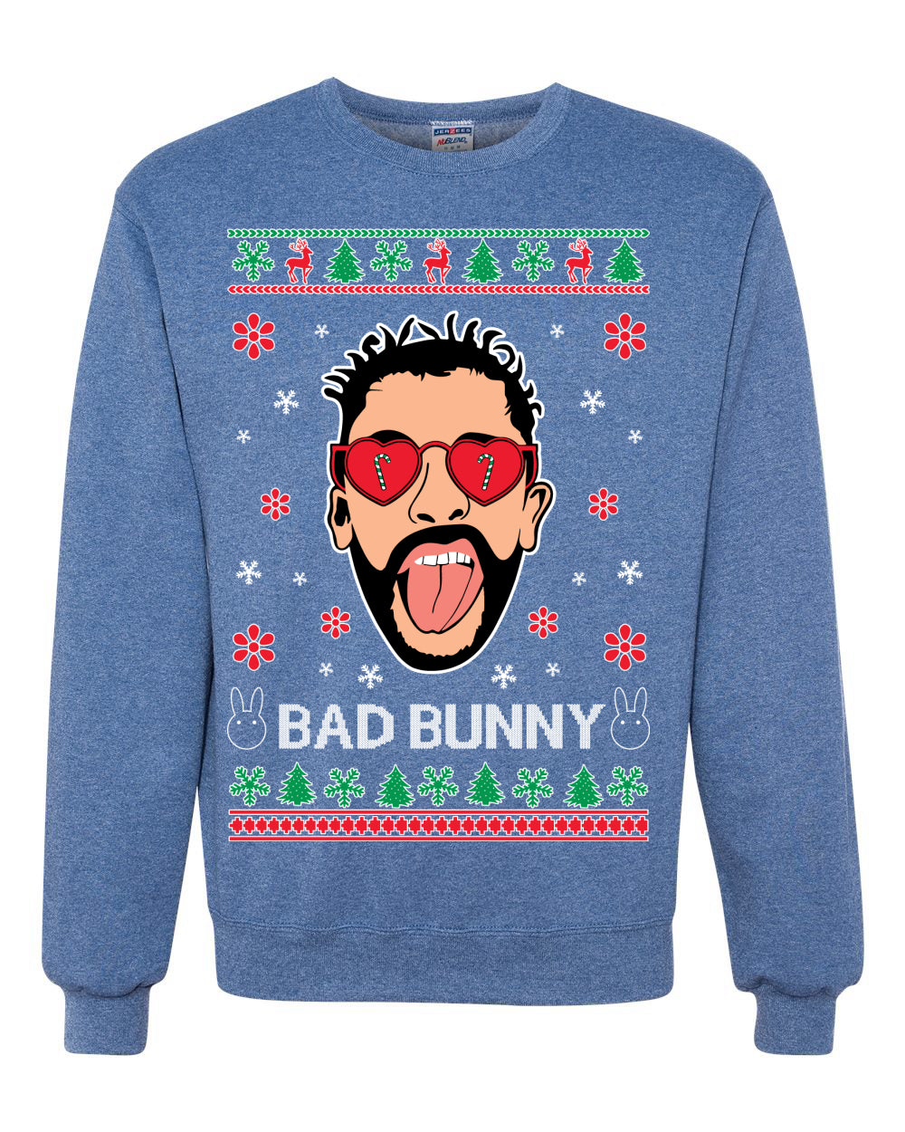 Bad Benito Bunny Latin Trap Xmas Ugly Christmas Sweater Unisex Crewneck Graphic Sweatshirt