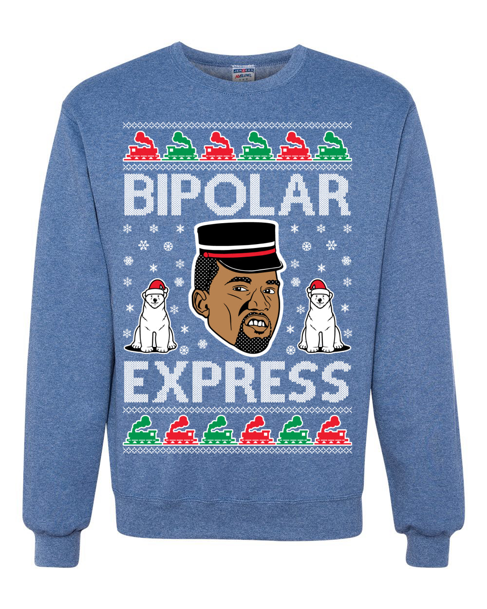 Bipolar Express Ye Funny Xmas Ugly Christmas Sweater Unisex Crewneck Graphic Sweatshirt