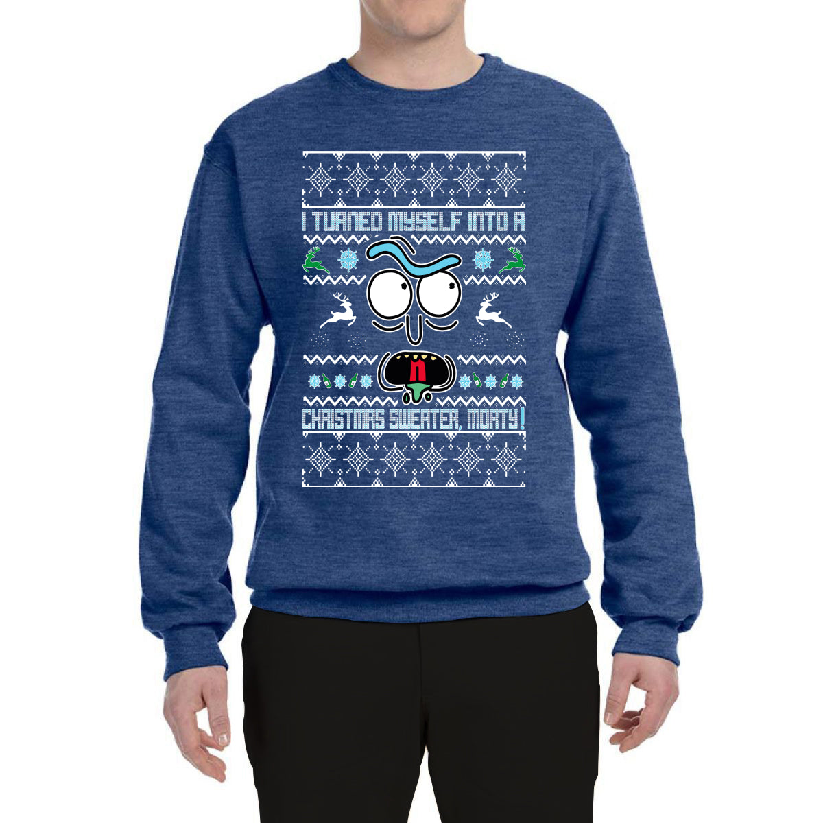 I Turned Myself Into a Christmas Sweater Morty  Ugly Christmas Sweater Unisex Crewneck Graphic Sweatshirt