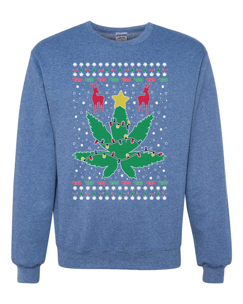 Funny 4/20 Weed Merry Ugly Christmas Sweater Unisex Crewneck Graphic Sweatshirt