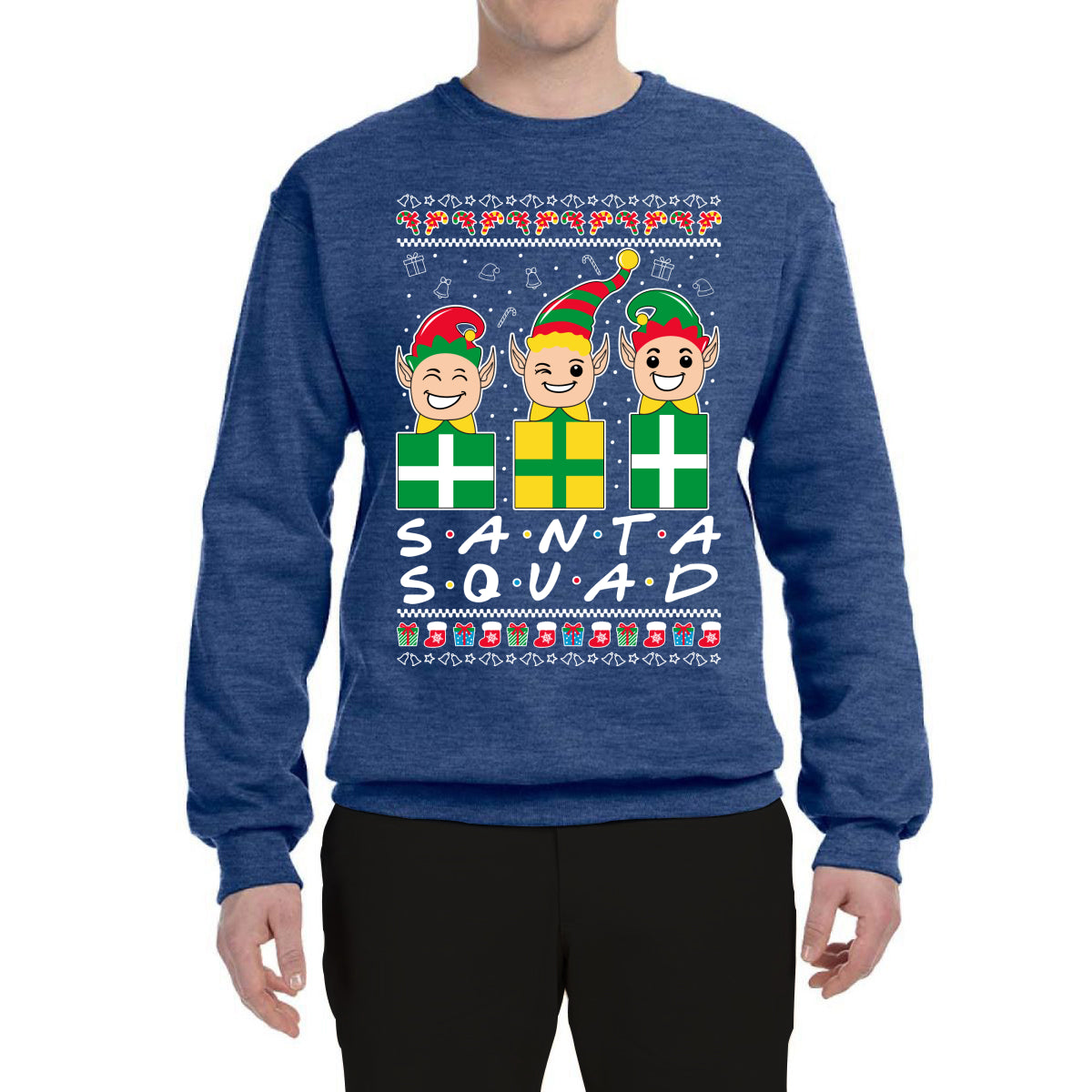 Santa Squad Friends  Ugly Christmas Sweater Unisex Crewneck Graphic Sweatshirt