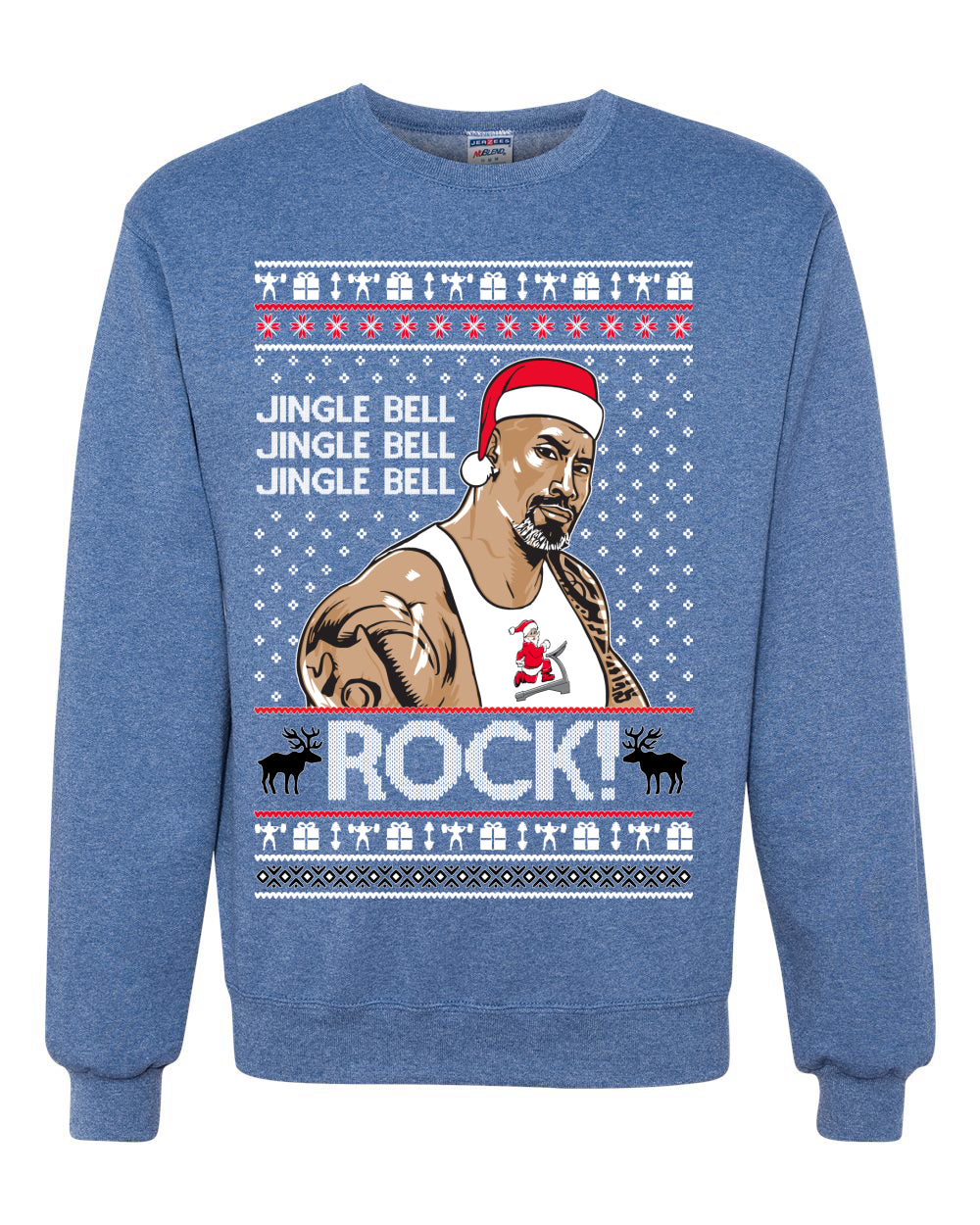 Funny The Rock Jingle Bell Rock Johnson  Ugly Christmas Sweater Unisex Crewneck Sweatshirt