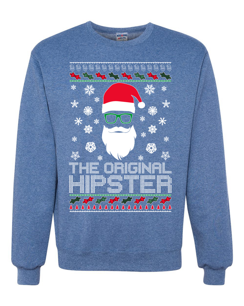 The Original Hipster Funny Santa Beard Xmas Merry Ugly Christmas Sweater Unisex Crewneck Graphic Sweatshirt