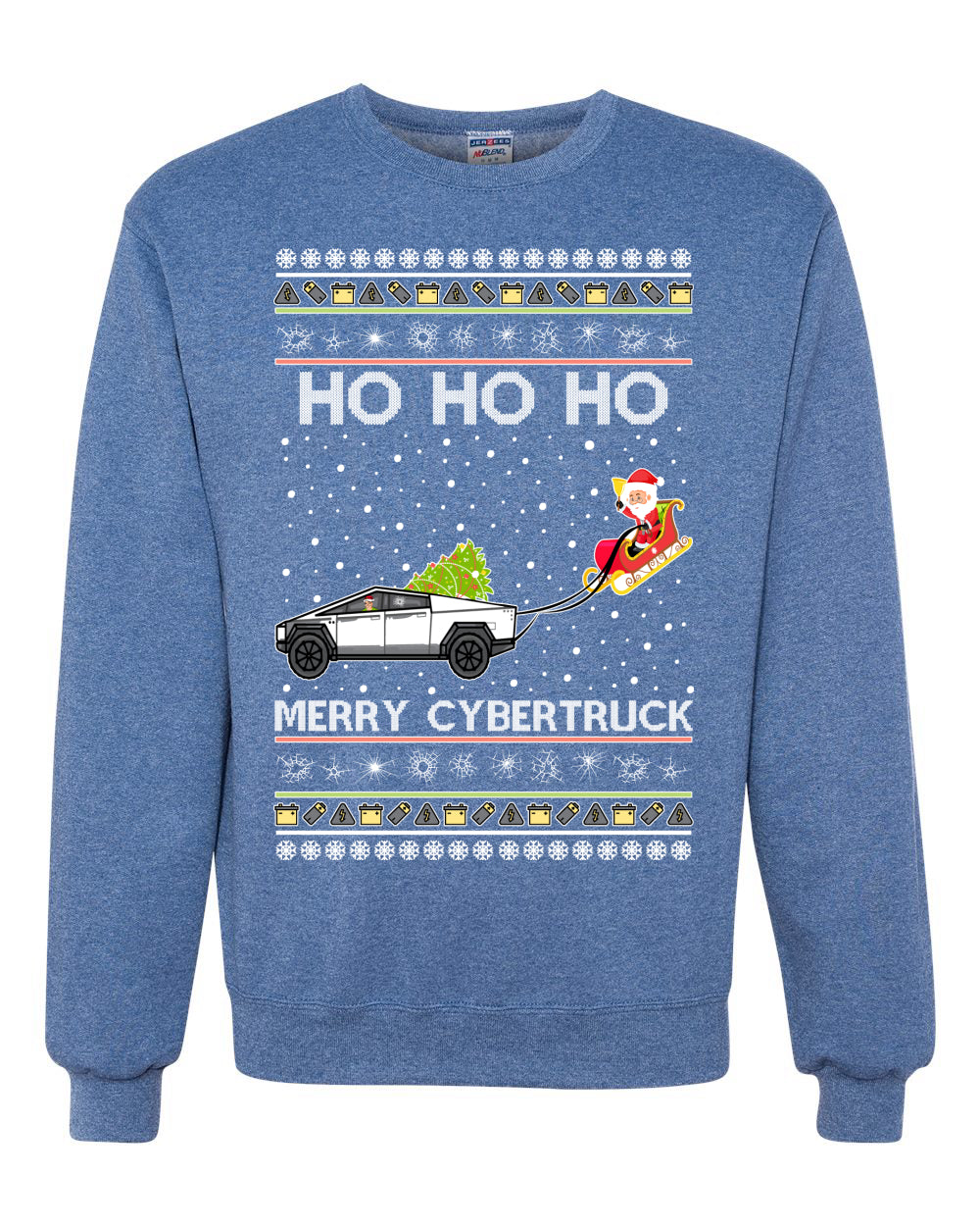 Ho Ho Ho Merry Cybertruck Funny Meme Merry Ugly Christmas Sweater Unisex Crewneck Graphic Sweatshirt