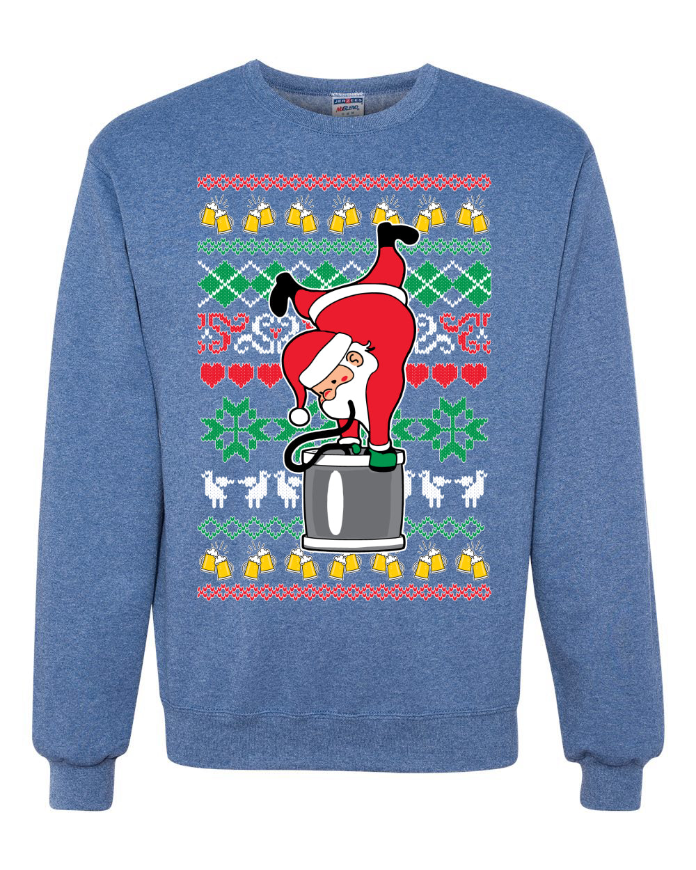 Santa Keg Stand Beer Drinking Drunk Merry Ugly Christmas Sweater Unisex Crewneck Graphic Sweatshirt