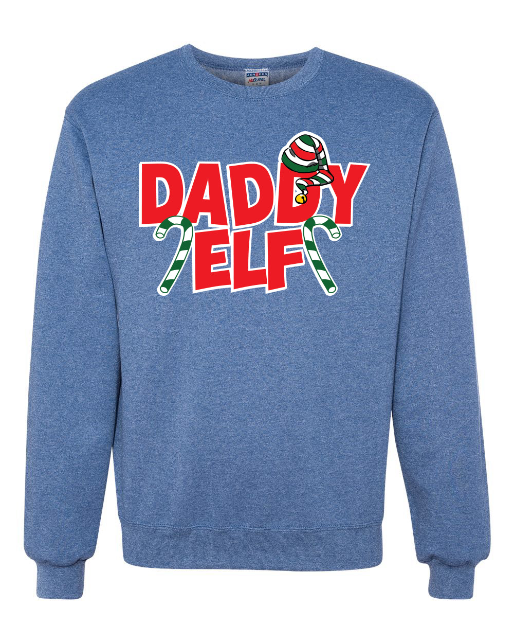 Daddy Elf Red Candy Cane Logo Merry Christmas Unisex Crewneck Graphic Sweatshirt