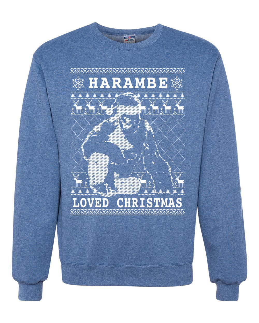 Harambe Loved Christmas Funny Xmas Gorilla Meme Merry Ugly Christmas Sweater Unisex Crewneck Graphic Sweatshirt