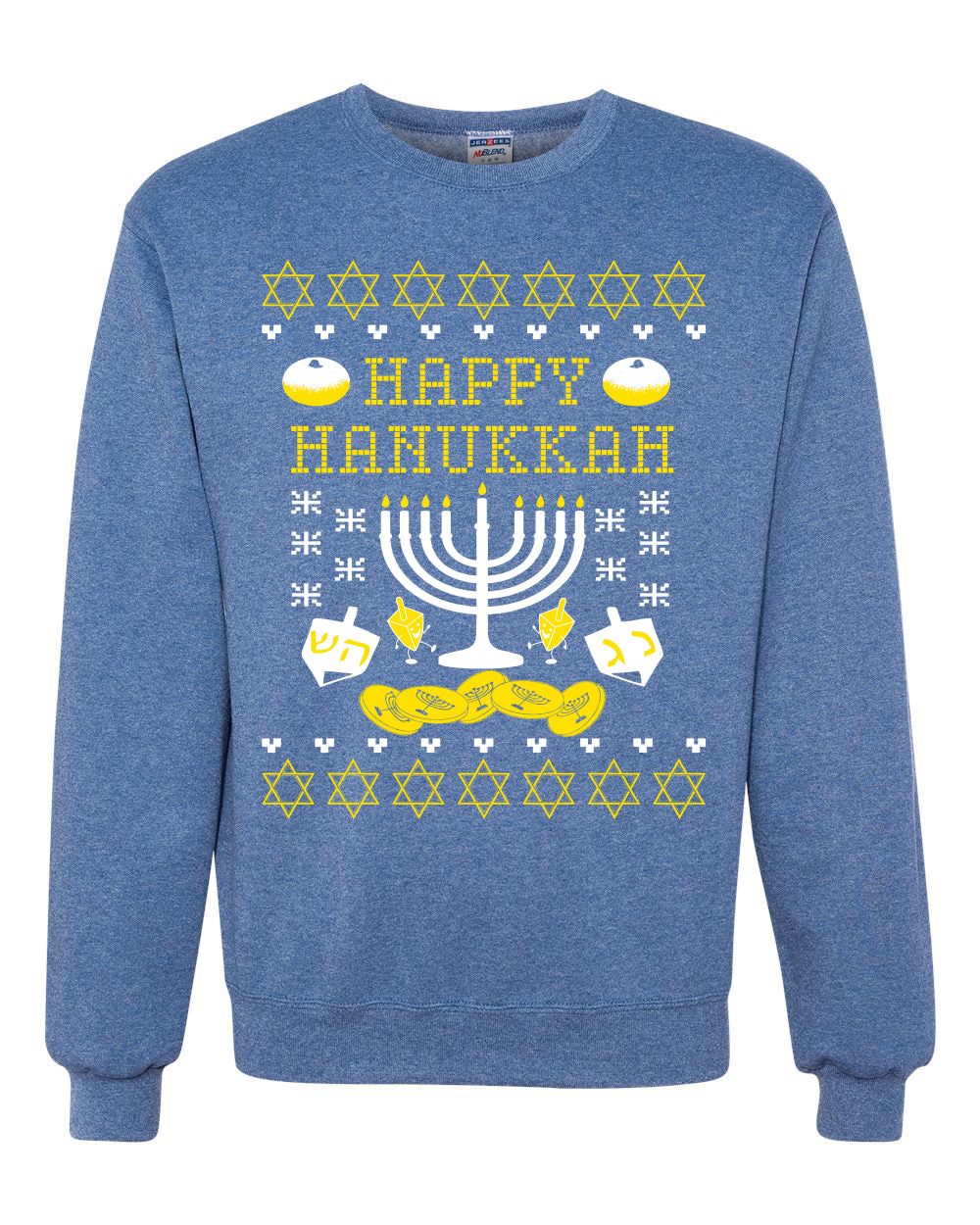 Happy Hannukah Menorah Candle Channukah Merry Ugly Christmas Sweater Unisex Crewneck Graphic Sweatshirt