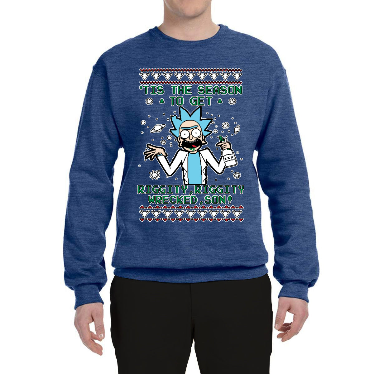 Tis The Season To Get Riggity, Riggity Wrecked, Son! Anime Ugly Christmas Sweater Unisex Crewneck Graphic Sweatshirt