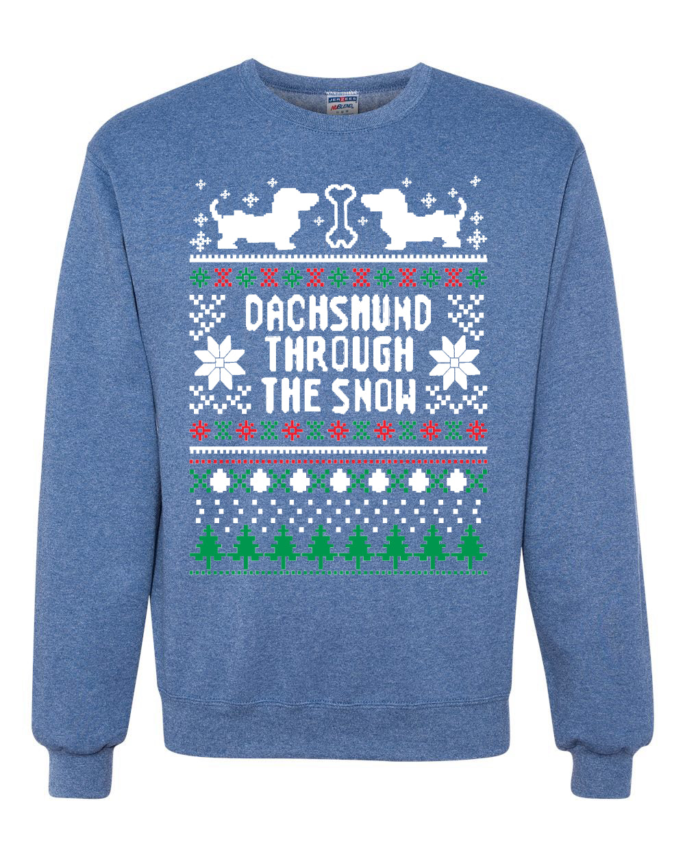 Daschund Through The Snow Merry Ugly Christmas Sweater Unisex Crewneck Graphic Sweatshirt