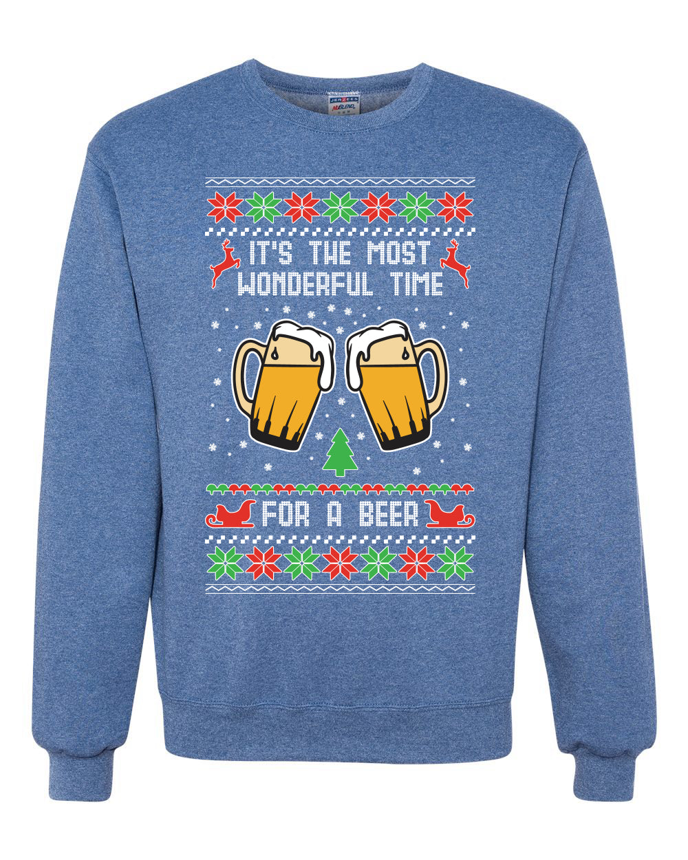 It's The Most Wonderful Time for a Beer Merry Ugly Christmas Sweater Unisex Crewneck Graphic Sweatshirt