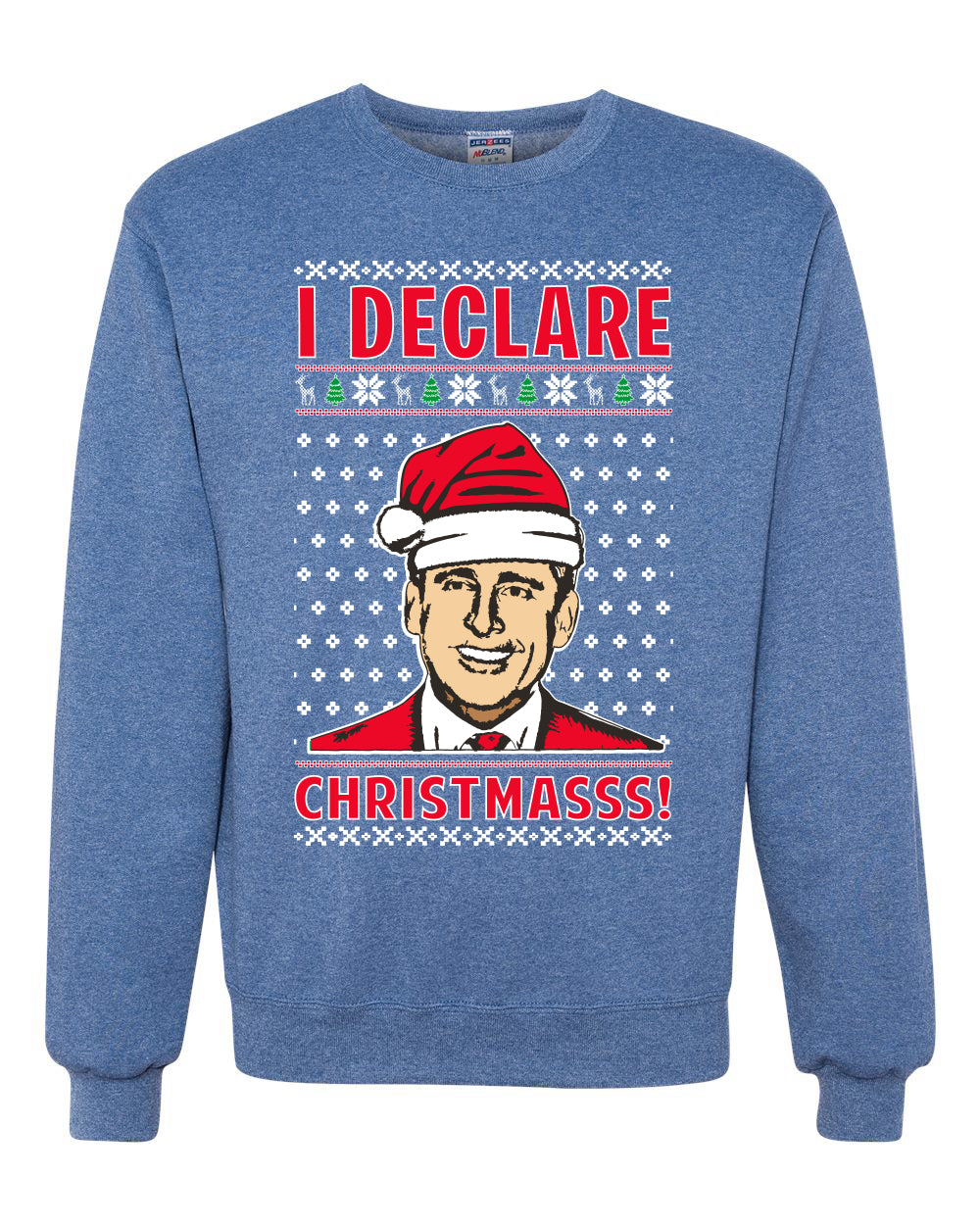 I Declare Christmasss Michael Scott Office Tv Merry Ugly Christmas Sweater Unisex Crewneck Graphic Sweatshirt