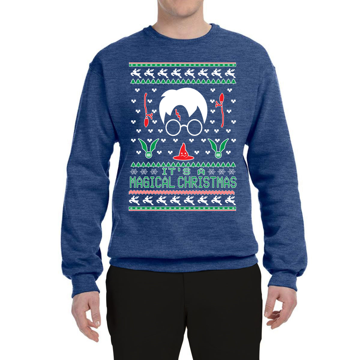 It's a Magical Christmas | Wizard Bolt  Ugly Christmas Sweater Unisex Crewneck Graphic Sweatshirt