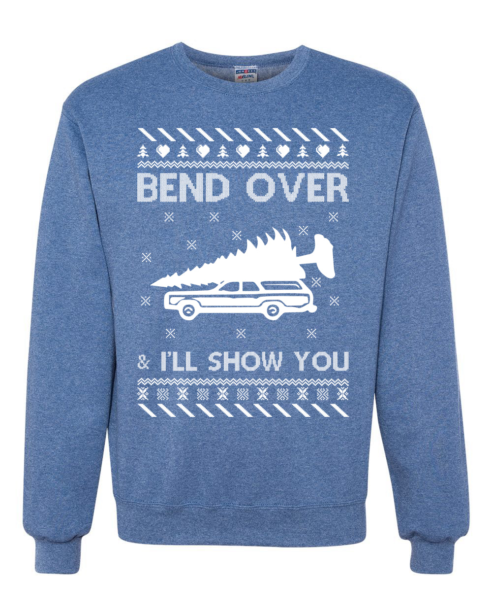 Bend Over and I'll Show You Merry Ugly Christmas Sweater Unisex Crewneck Graphic Sweatshirt