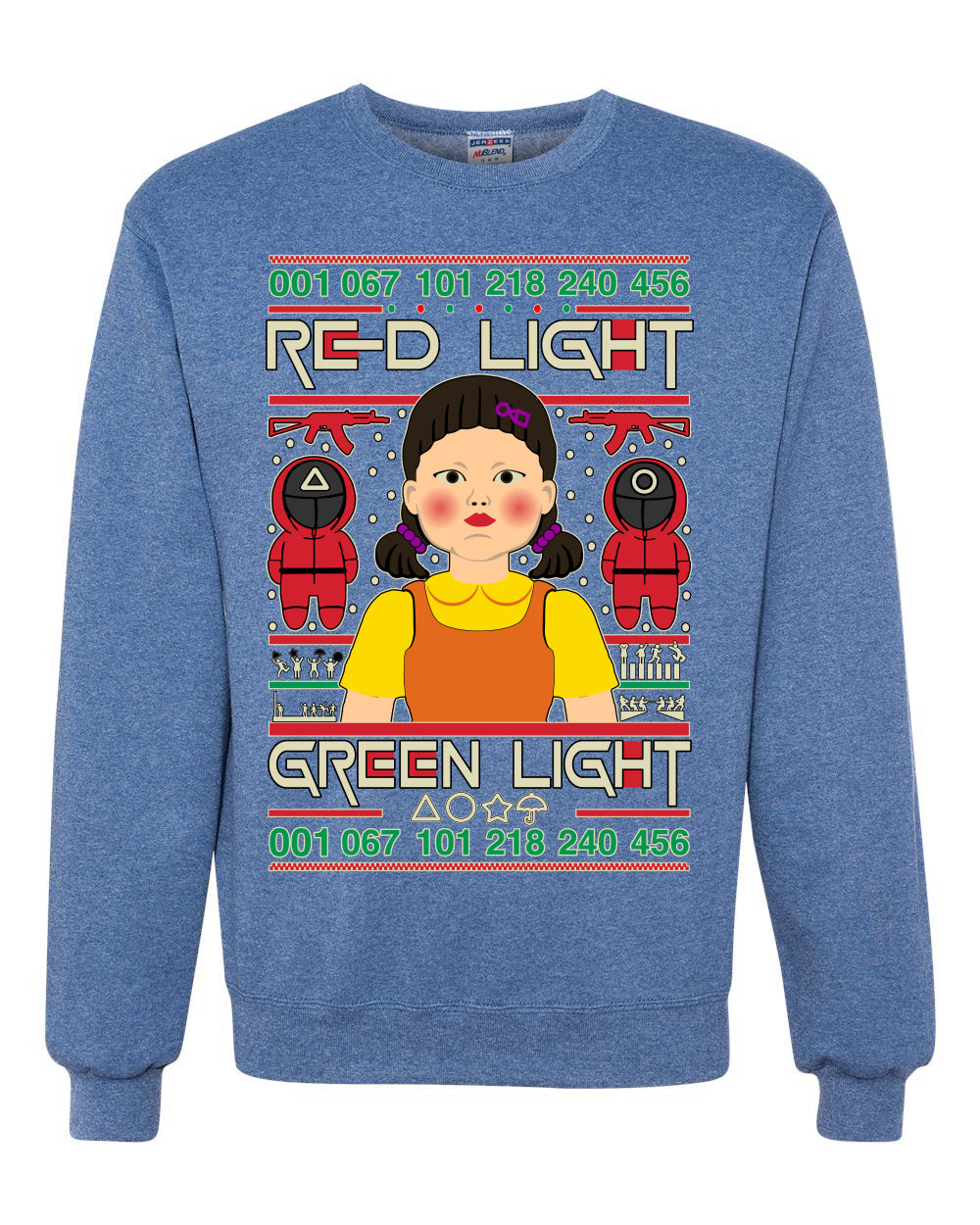 Red Light Squid Game Xmas Ugly Christmas Sweater Unisex Crewneck Sweatshirt