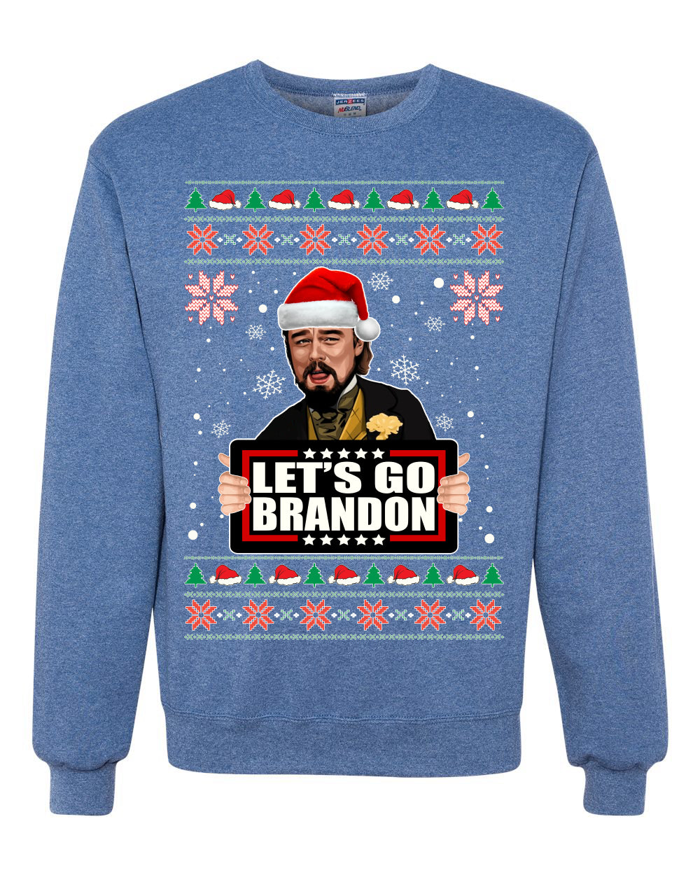 Let's Go Brandon Leo Laughing Meme  Merry Ugly Christmas Sweater Unisex Crewneck Graphic Sweatshirt