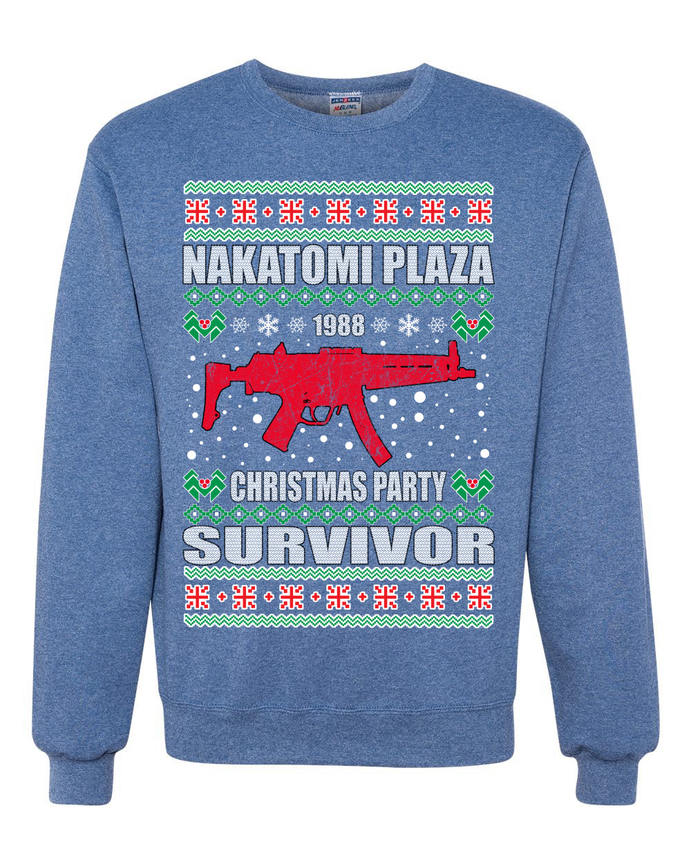 Nakatomi Plaza Christmas Party Survivor Merry Ugly Christmas Sweater Unisex Crewneck Graphic Sweatshirt