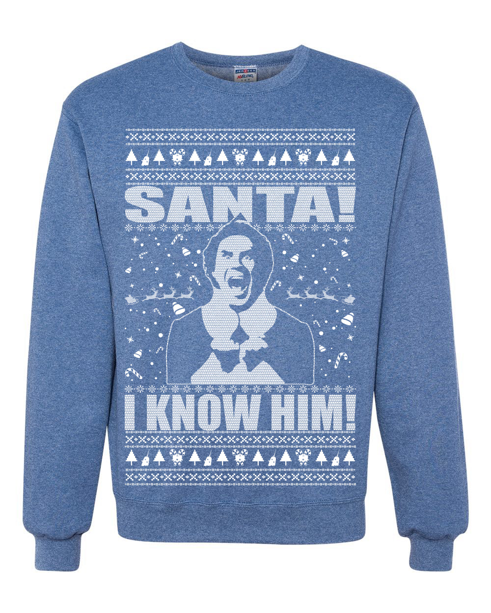 Buddy The Elf Santa! I Know Him Ugly Christmas Sweater Unisex Crewneck Graphic Sweatshirt