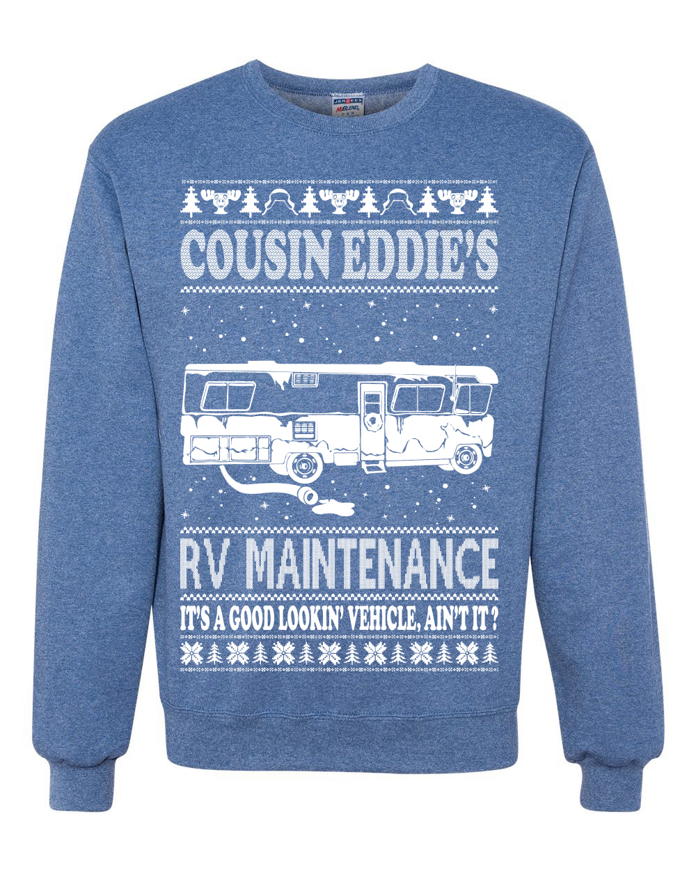Family Vacation Cousin Eddie's RV Maintenance Ugly Christmas Sweater Unisex Crewneck Graphic Sweatshirt