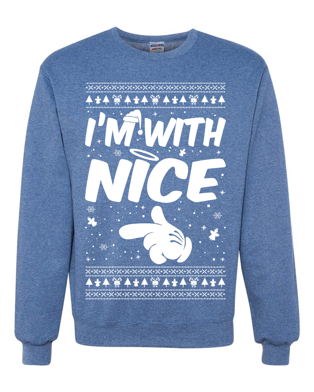 I'm With Nice Individual Couples Ugly Christmas Sweater Unisex Crewneck Graphic Sweatshirt