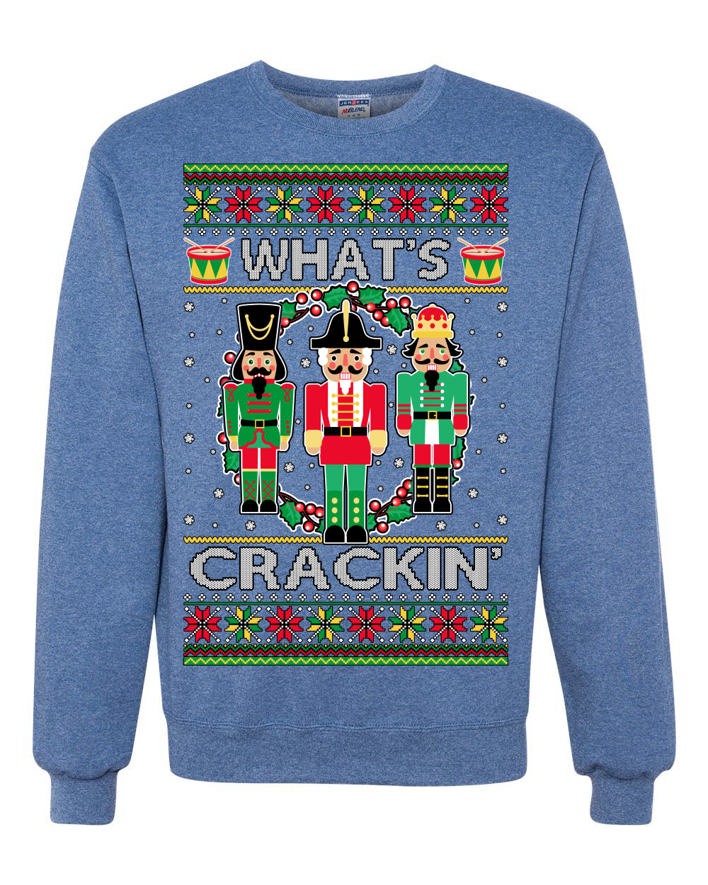 What's Crackin' Funny Nutcracker Meme Ugly Christmas Sweater Unisex Crewneck Graphic Sweatshirt