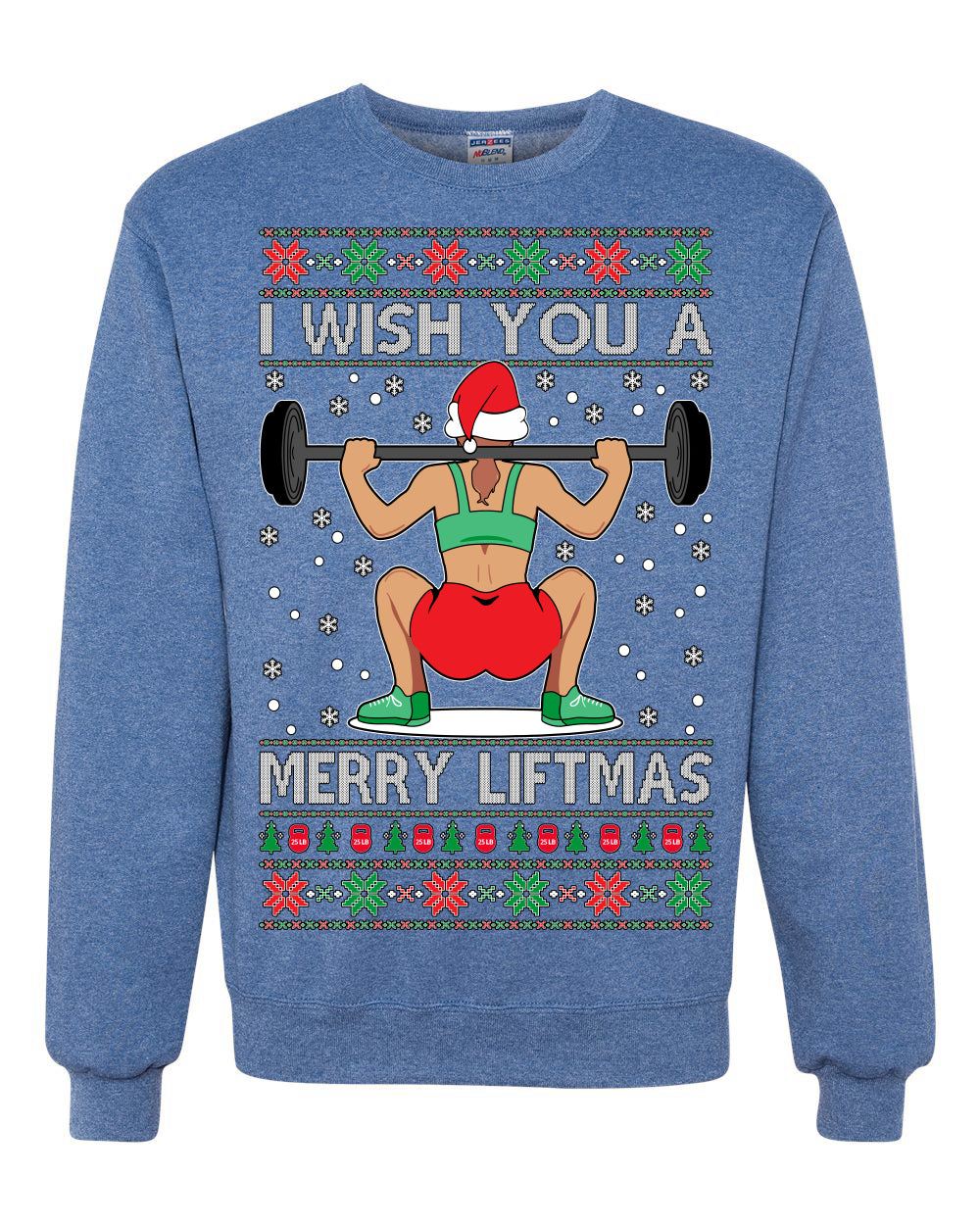 I Wish You A Merry Liftmas Woman Workout Gym Holiday Fitness Ugly Christmas Sweater Unisex Crewneck Graphic Sweatshirt