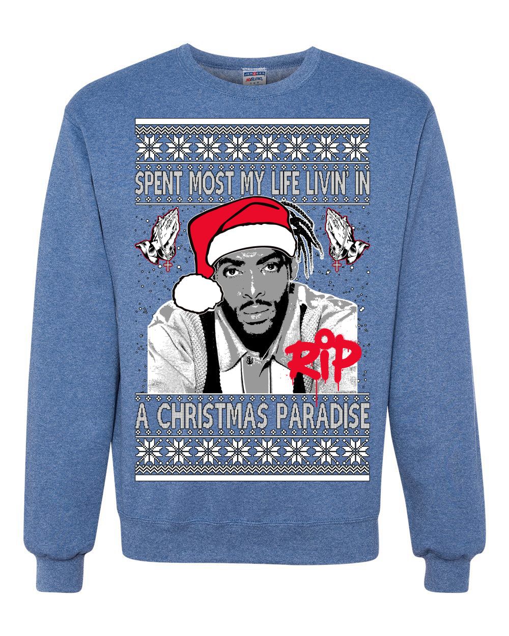 Cool Paradise Rapper Gangsta Paradise RIP Ugly Christmas Sweater Unisex Crewneck Sweatshirt