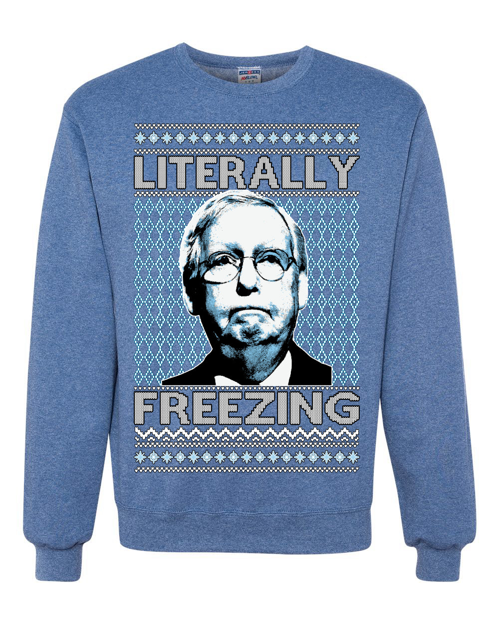 Literally Freezing McConnell Senator Ugly Christmas Sweater Unisex Crewneck Sweatshirt