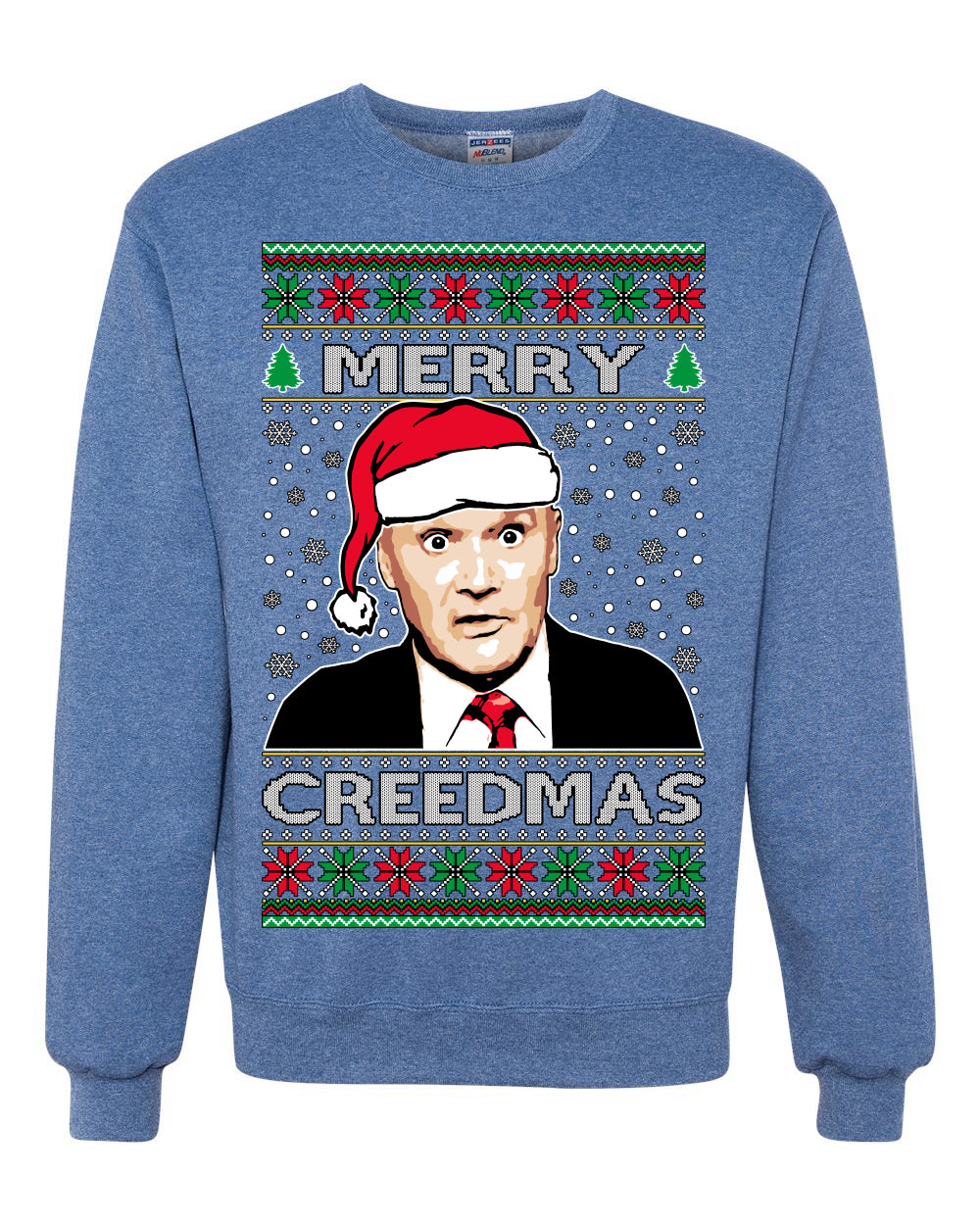 Merry Creedmas Office Humor TV Ugly Christmas Sweater Unisex Crewneck Sweatshirt