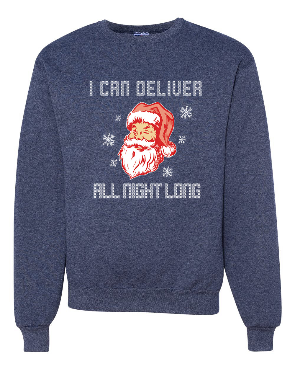 I Can Deliver All Night Long Santa Winking  Merry Christmas Unisex Crewneck Graphic Sweatshirt