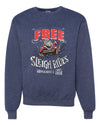 Free Sleigh Rides Warm Blankets & Hot Cocoa  Merry Christmas Unisex Crewneck Graphic Sweatshirt