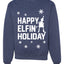 Happy Elfin Holiday Merry Ugly Christmas Sweater Unisex Crewneck Graphic Sweatshirt