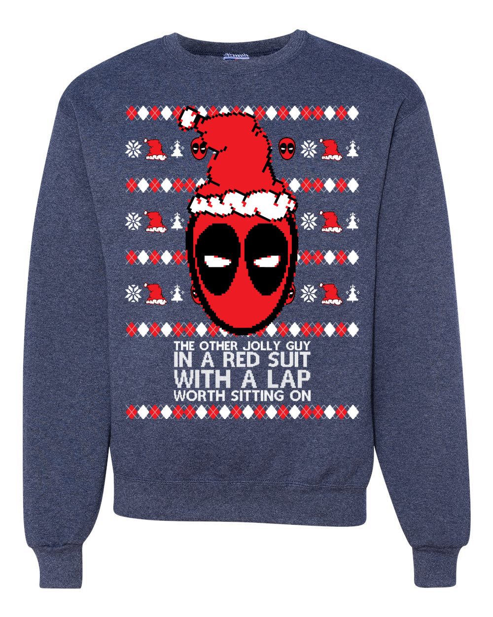 Lap Worth Sitting On Deadpool Christmas Ugly Christmas Sweater Unisex Crewneck Graphic Sweatshirt