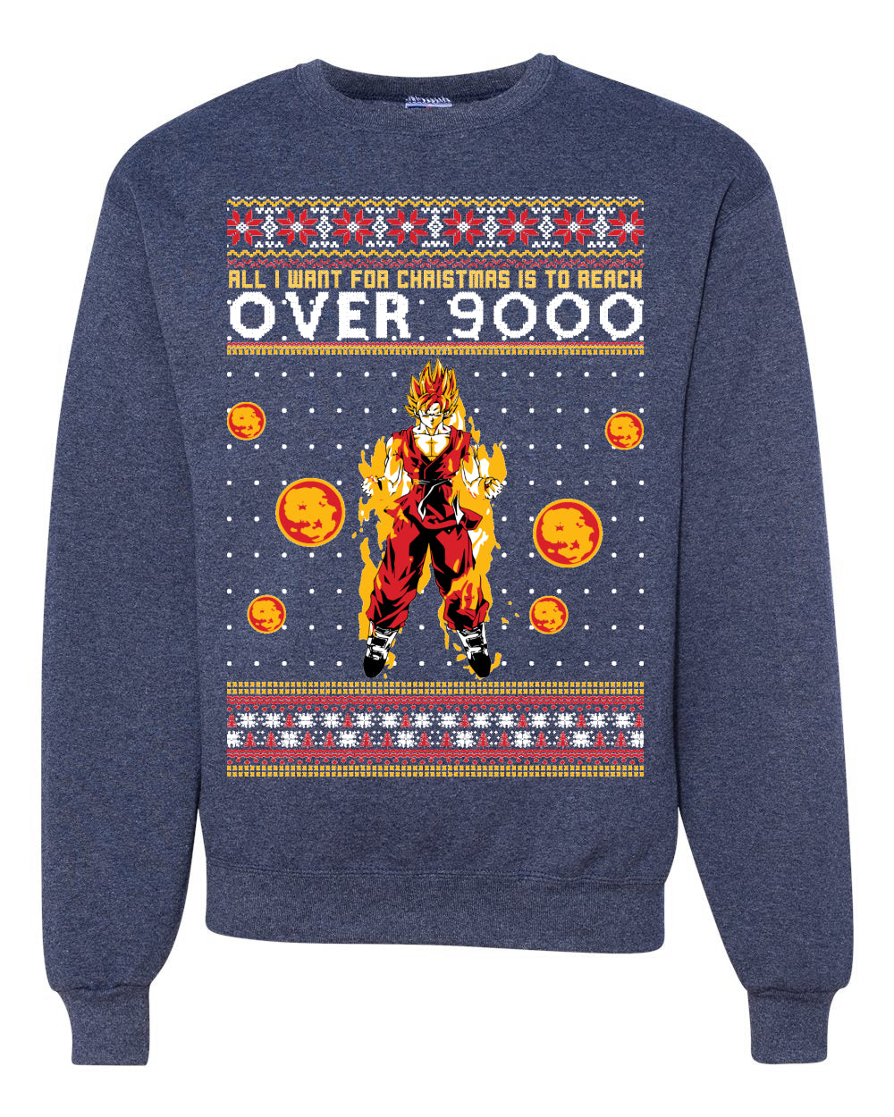 All I Want For Christmas Is To Reach Over 9000 Ugly Christmas Sweater Unisex Crewneck Graphic Sweatshirt
