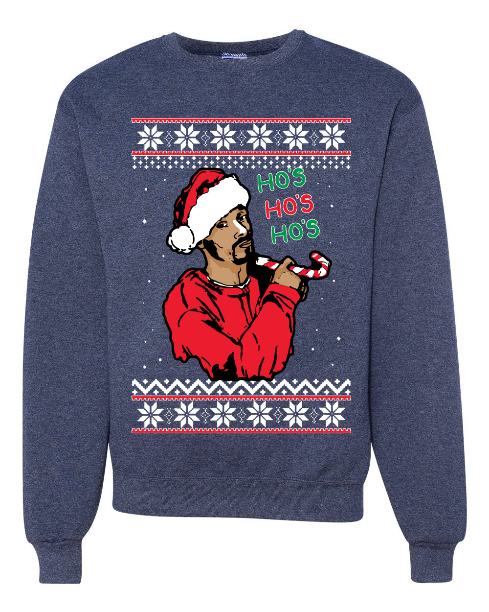 Funny Snoop Hos Hos Hos Christmas  Ugly Christmas Sweater Unisex Crewneck Graphic Sweatshirt