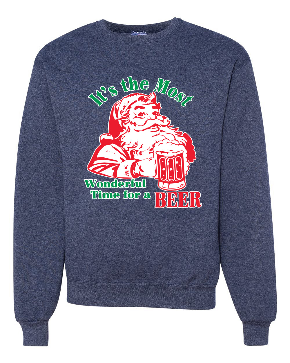It is The Most Wonderful Time for a Beer Merry Christmas Unisex Crewneck Graphic Sweatshirt