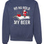 Ho Ho Hold my Beer Skateboarding Santa Merry Christmas Unisex Crewneck Graphic Sweatshirt