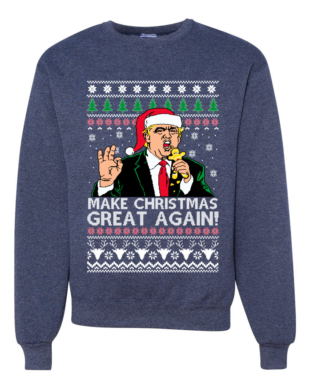 Make Christmas Great Again Funny Donald Trump Santa Merry Ugly Christmas Sweater Unisex Crewneck Graphic Sweatshirt