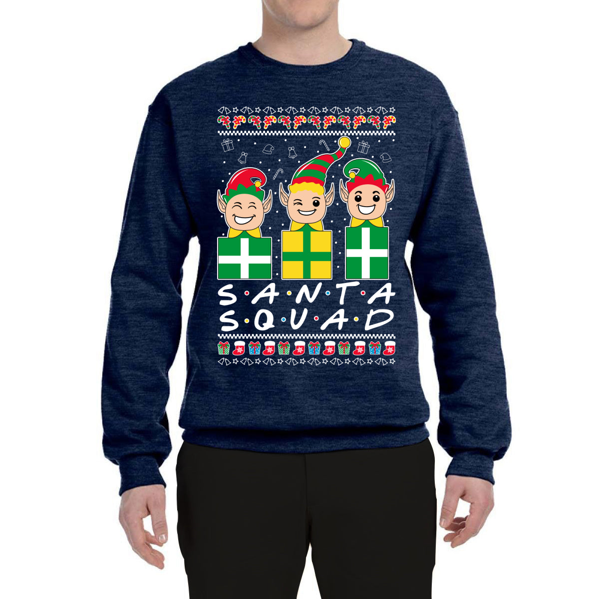 Santa Squad Friends  Ugly Christmas Sweater Unisex Crewneck Graphic Sweatshirt