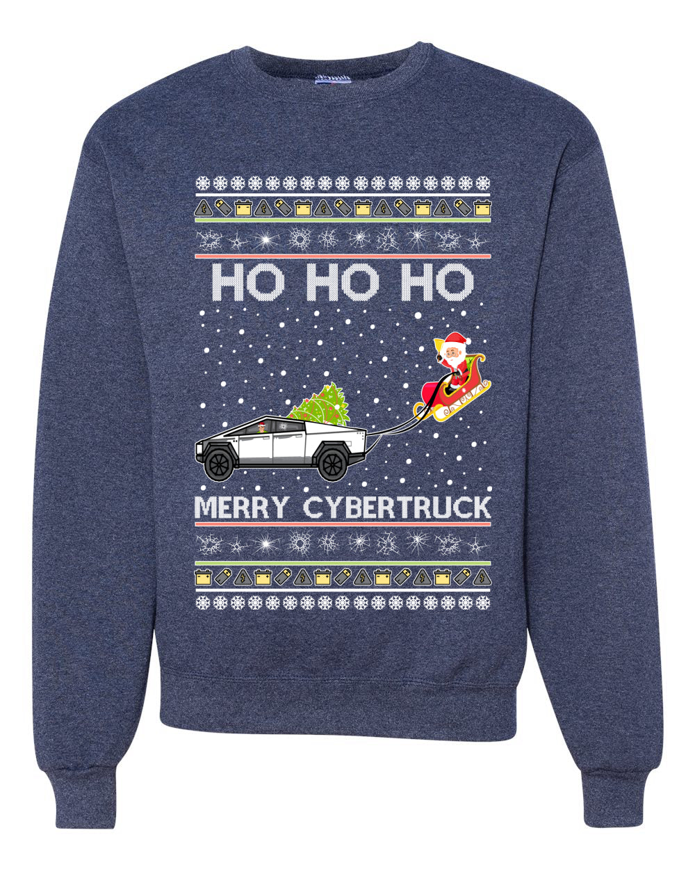 Ho Ho Ho Merry Cybertruck Funny Meme Merry Ugly Christmas Sweater Unisex Crewneck Graphic Sweatshirt