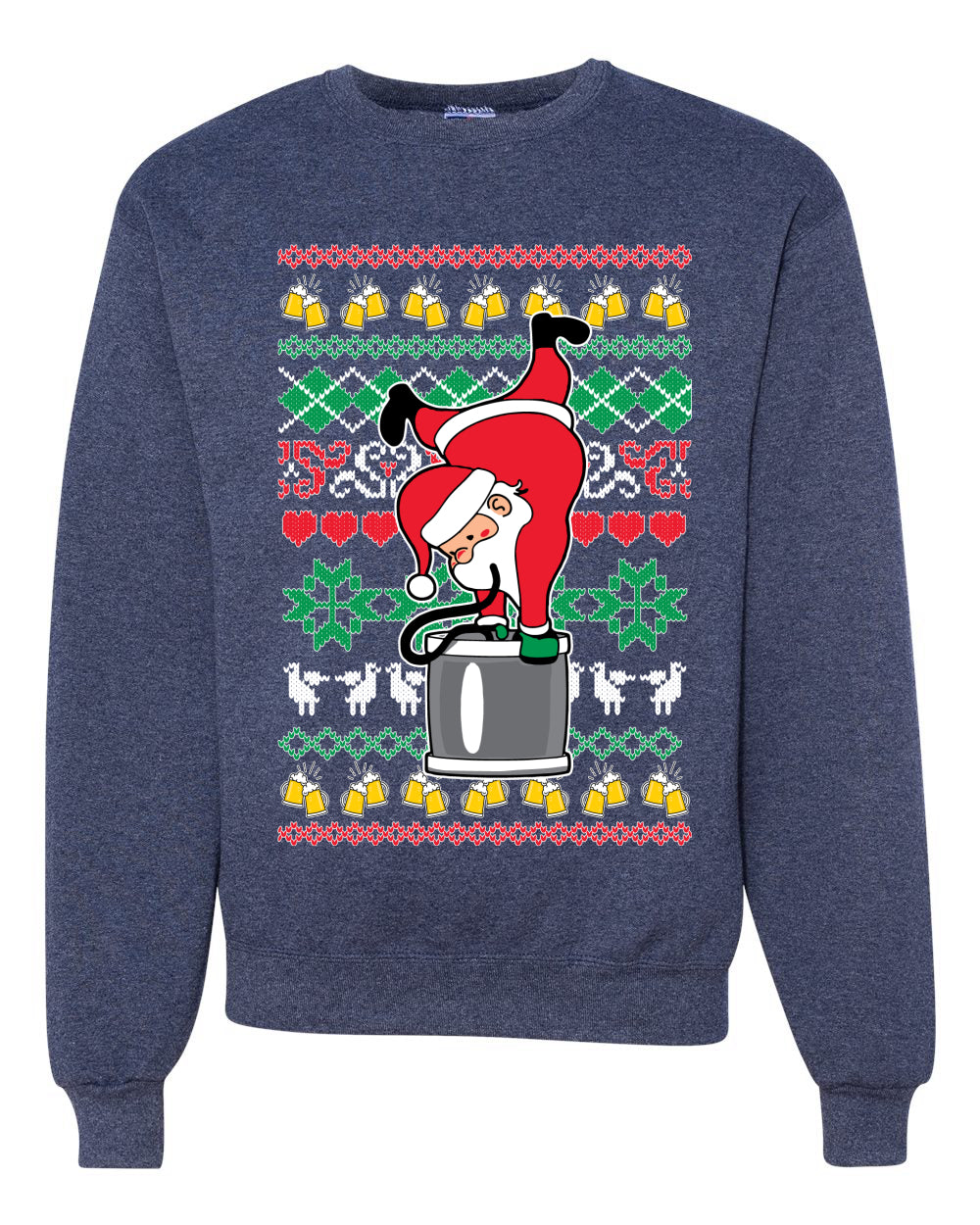 Santa Keg Stand Beer Drinking Drunk Merry Ugly Christmas Sweater Unisex Crewneck Graphic Sweatshirt