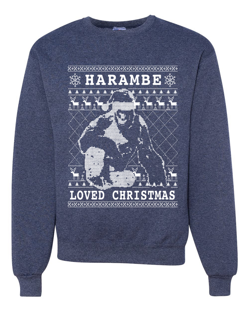 Harambe Loved Christmas Funny Xmas Gorilla Meme Merry Ugly Christmas Sweater Unisex Crewneck Graphic Sweatshirt
