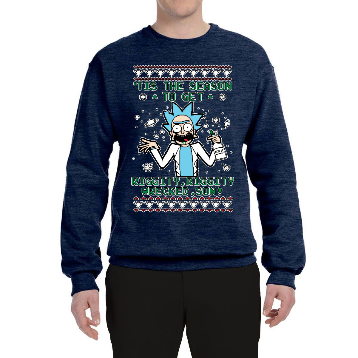 Tis The Season To Get Riggity, Riggity Wrecked, Son! Anime Ugly Christmas Sweater Unisex Crewneck Graphic Sweatshirt